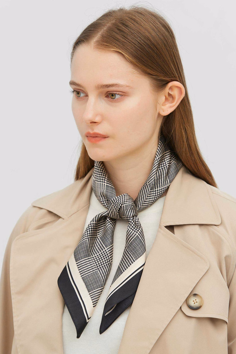 Houndstooth Gedrukte Vierkante Zijden Sjaal
