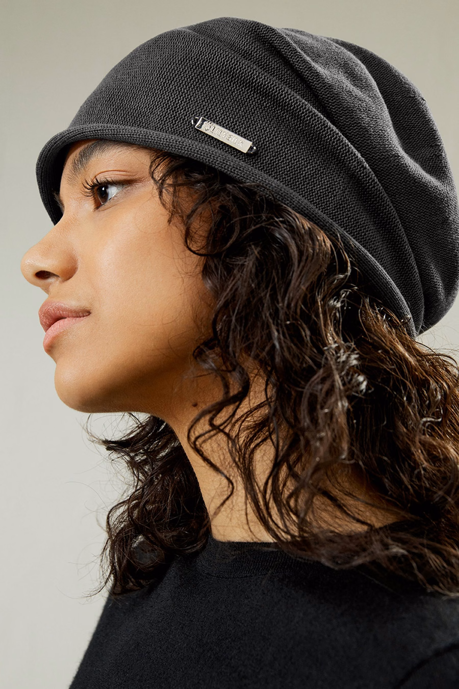 Versatile Metal Logo Silk Beanie