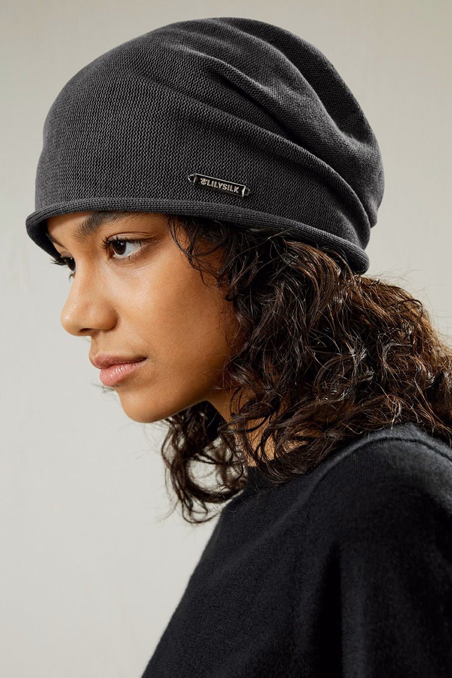 Versatile Metal Logo Silk Beanie