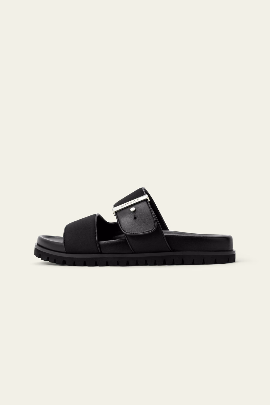 Zijde Charmeuse Dubbel-Band Platte Sandalen