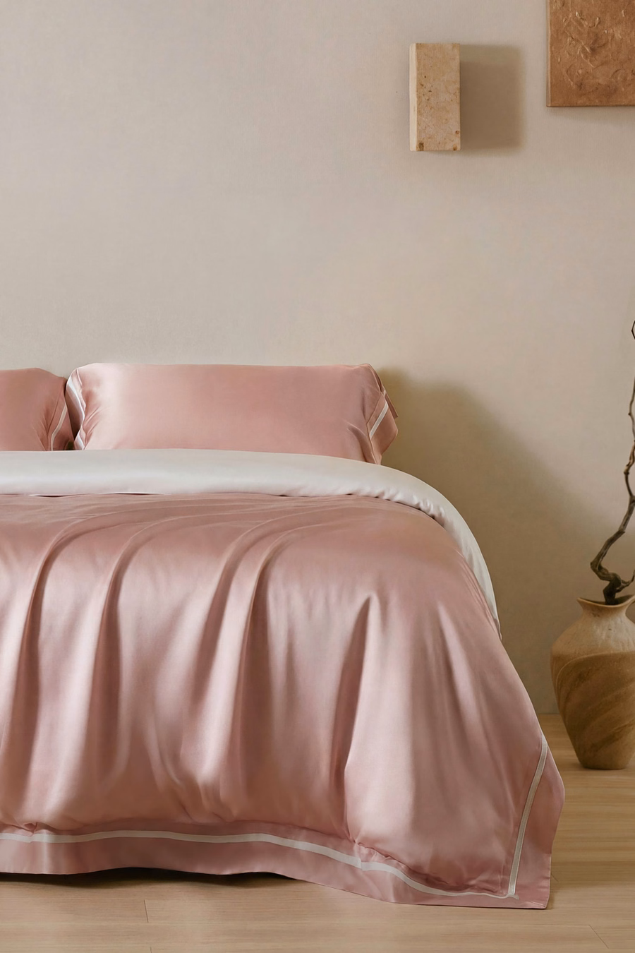Essentiële Contrast-Rand Zijde Duvet Cover