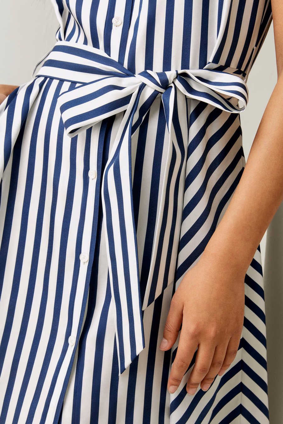 Silk Striped Sleeveless Dress