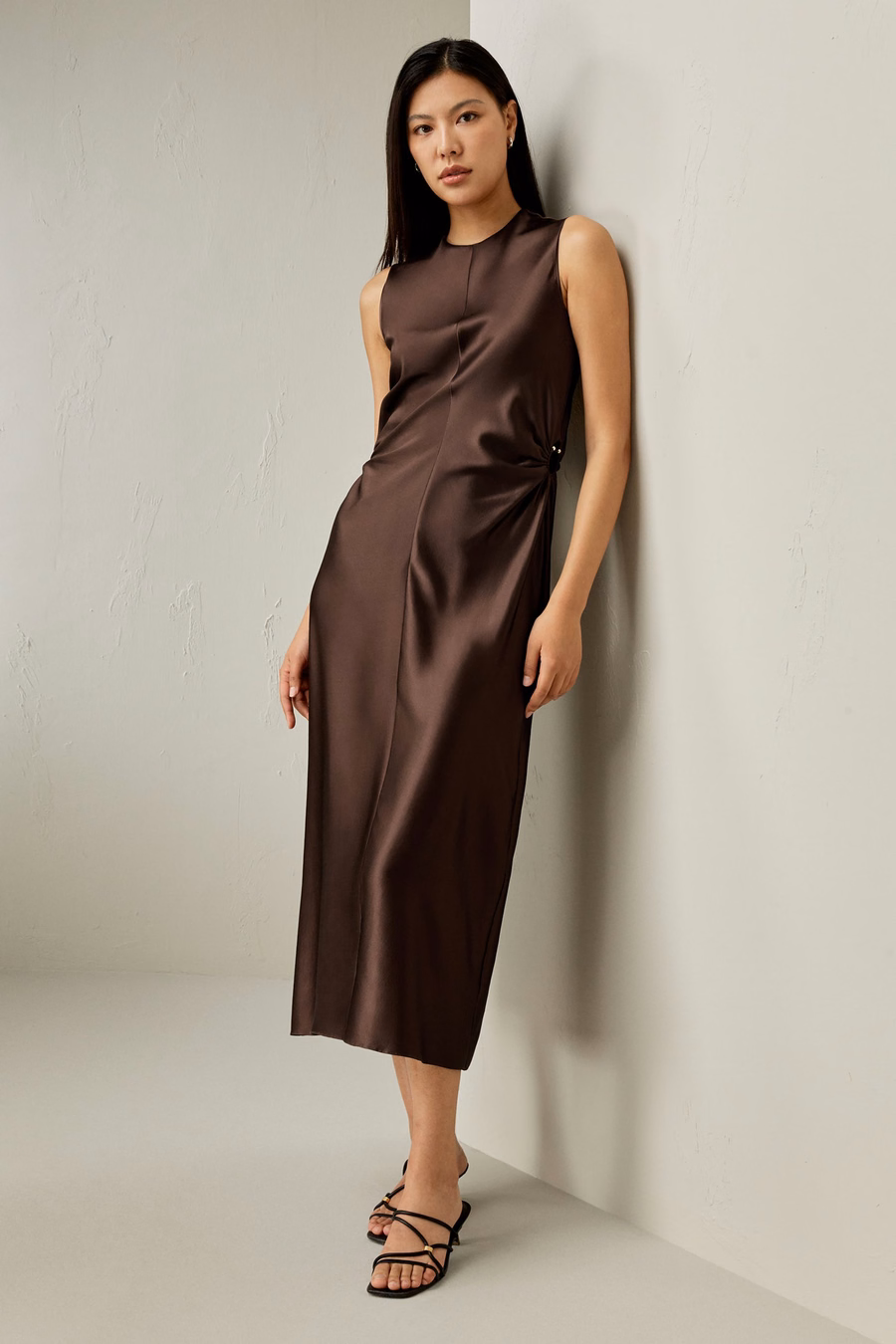 Sleeveless A-line Zijden Jurk