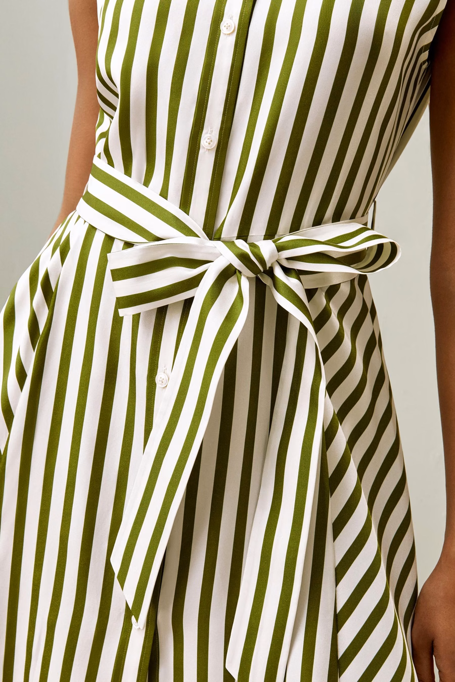 Silk Striped Sleeveless Dress