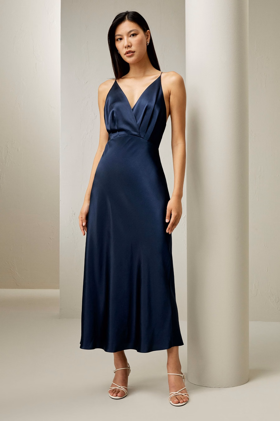 Back Tie Silk Maxi Dress