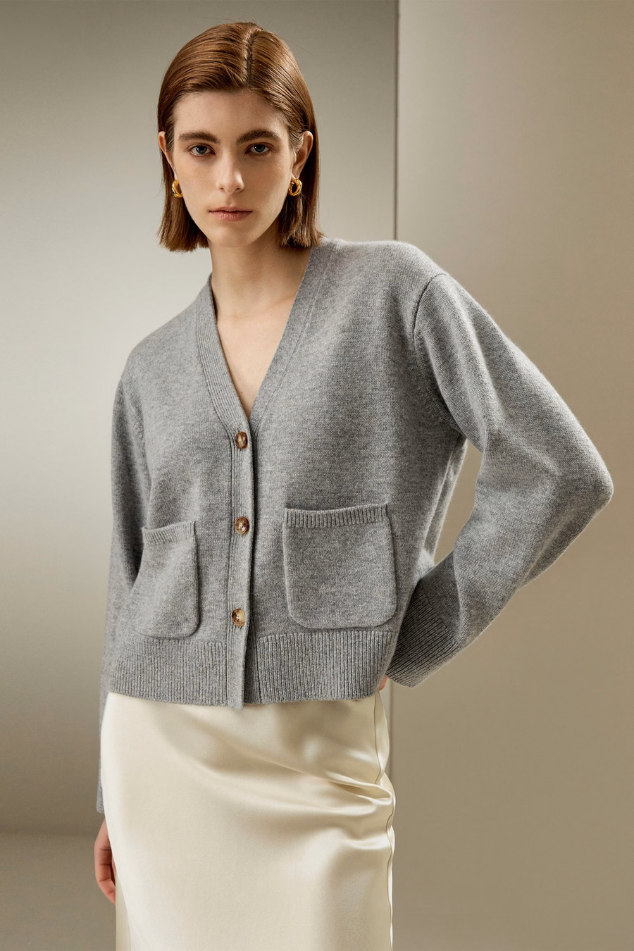 Korte wol-kashmir mengsel cardigan