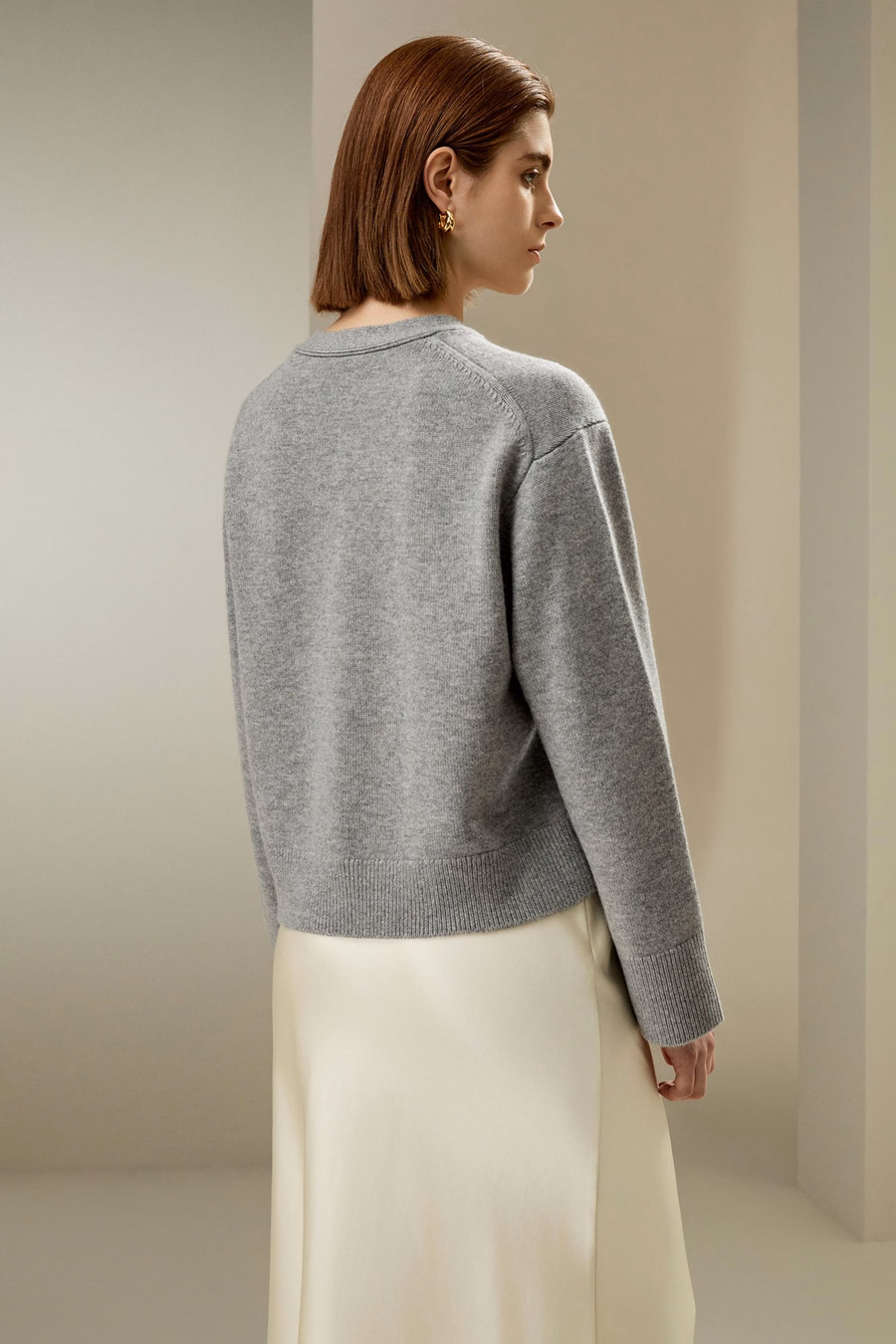 Korte wol-kashmir mengsel cardigan