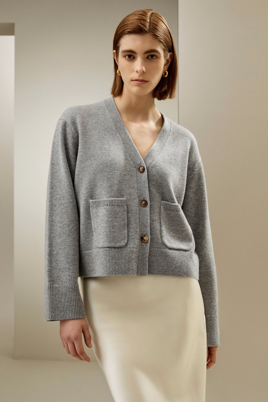Korte wol-kashmir mengsel cardigan
