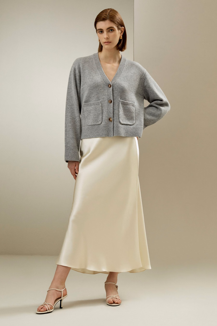 Korte wol-kashmir mengsel cardigan