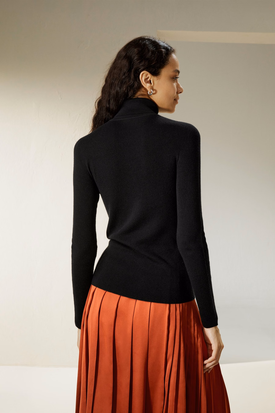 Naadloze Zijde-Kashmir Mix Turtleneck Trui