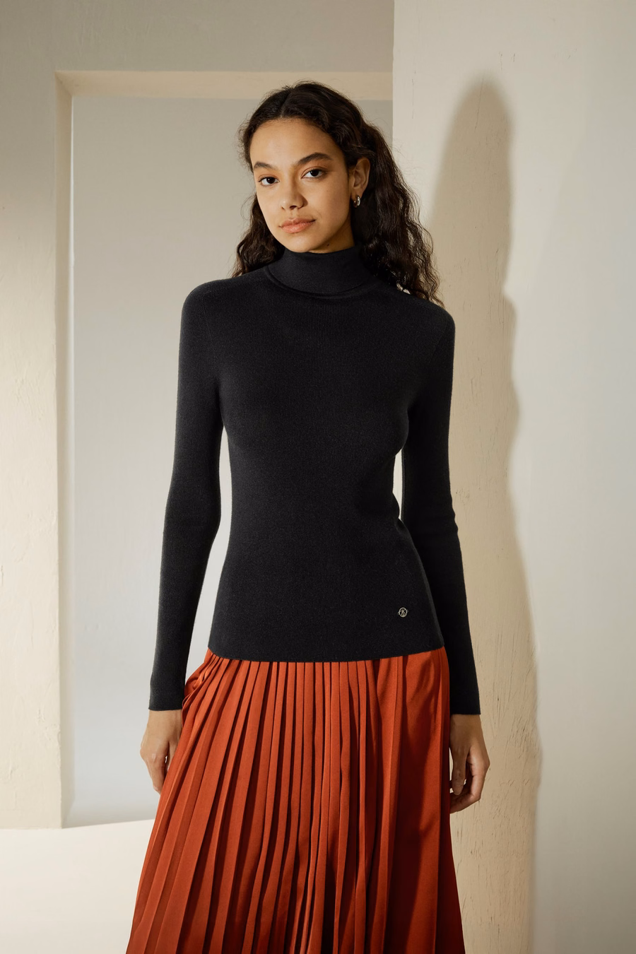 Naadloze Zijde-Kashmir Mix Turtleneck Trui
