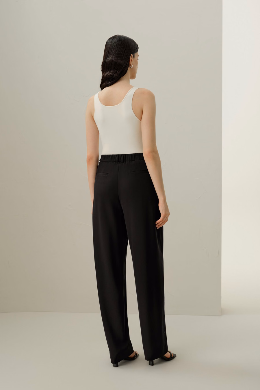Gebogen Naad Zijde Crêpe Broek