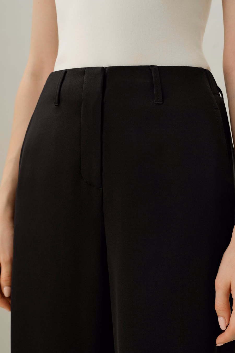 Gebogen Naad Zijde Crêpe Broek