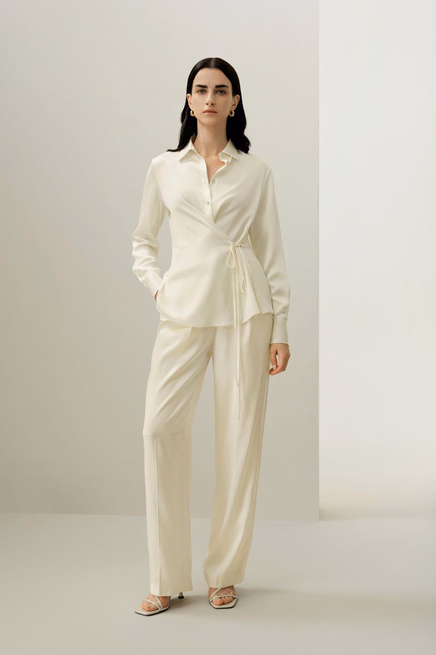 Convertible Silk Charmeuse Shirt