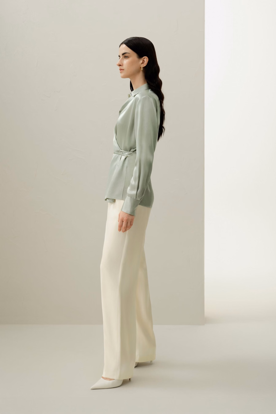 Convertible Silk Charmeuse Shirt