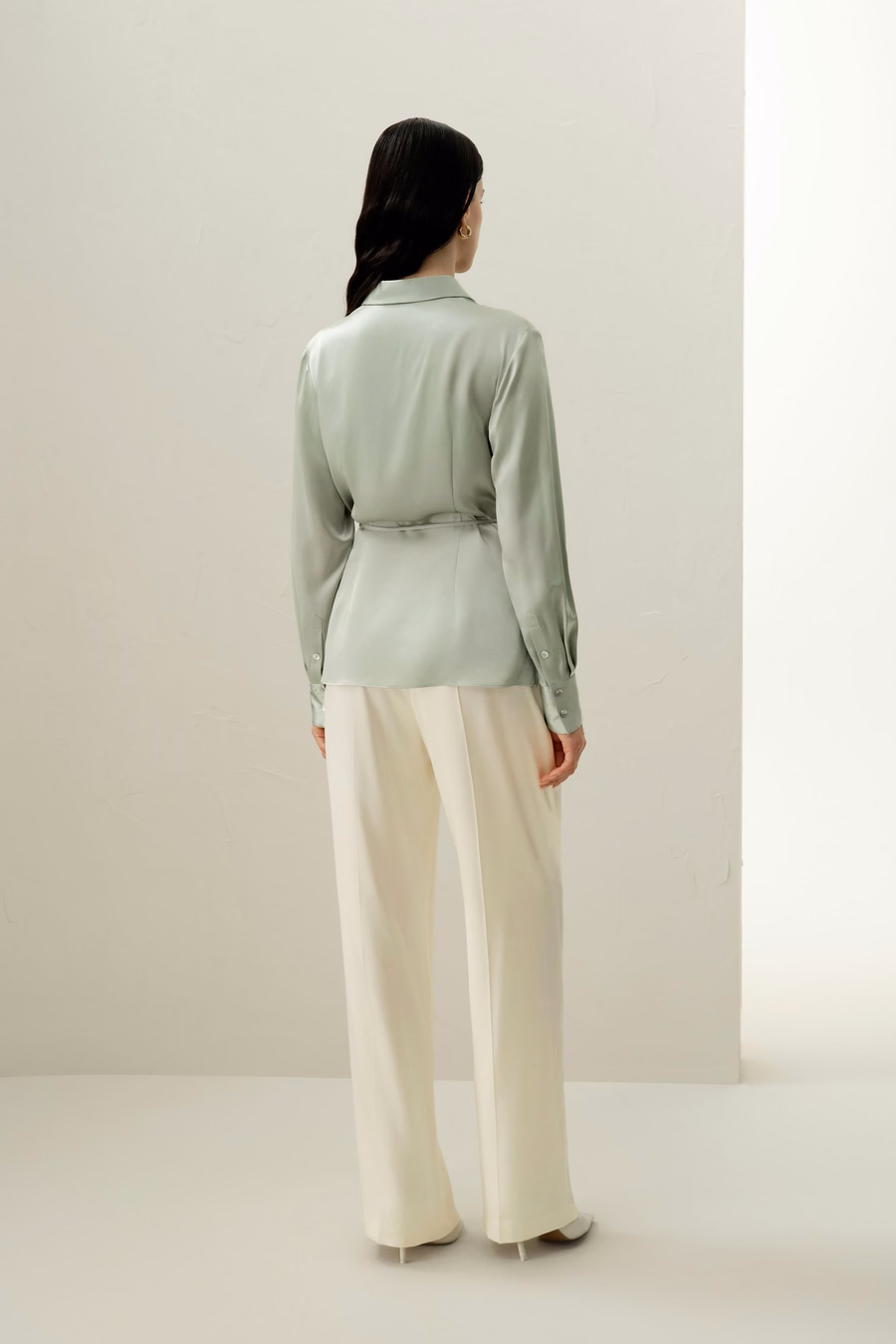 Convertible Silk Charmeuse Shirt