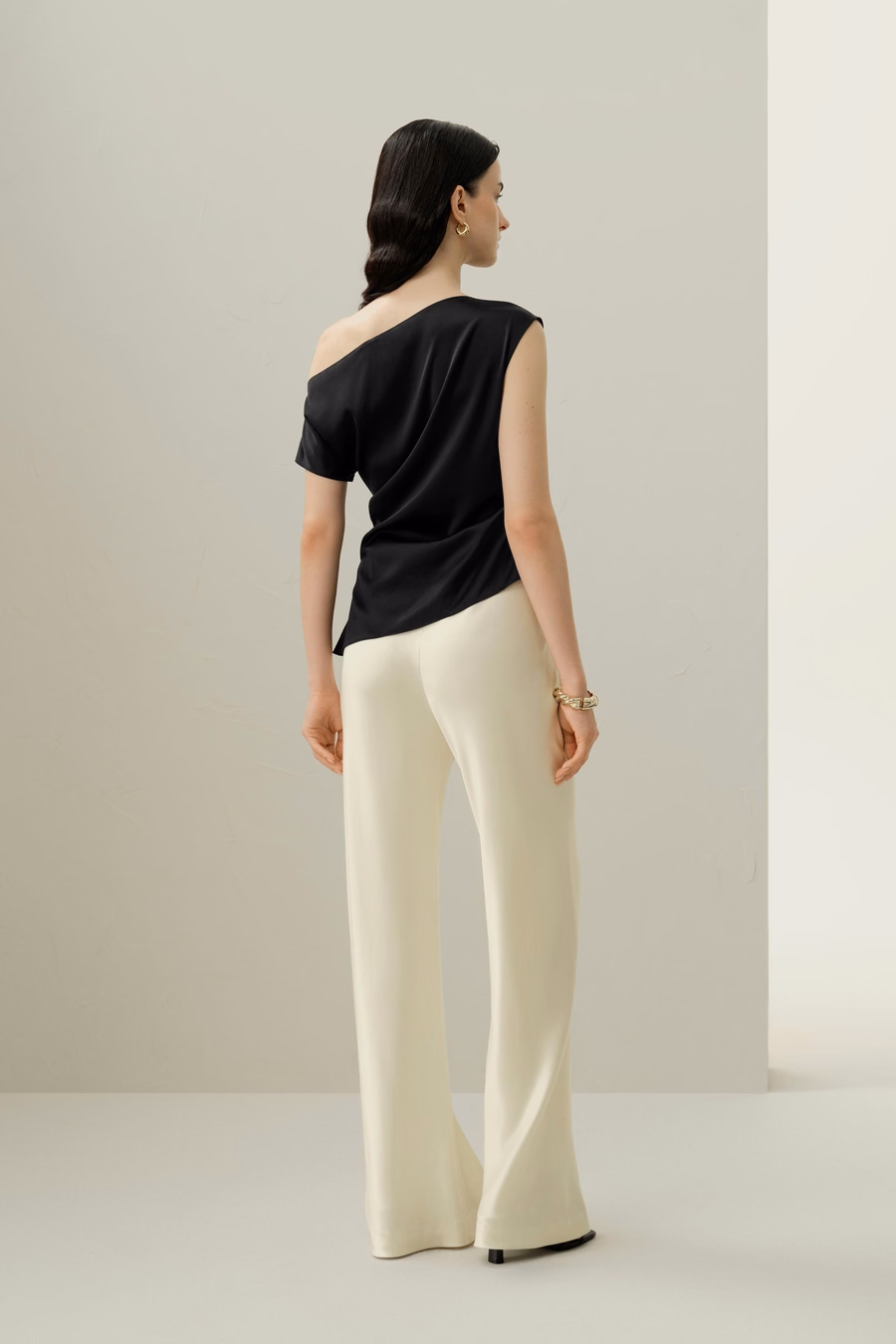 Stretch Charmeuse Asymmetrische Top