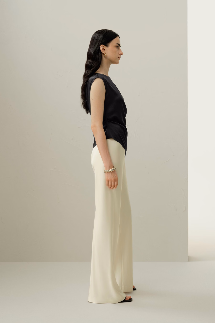 Stretch Charmeuse Asymmetrische Top