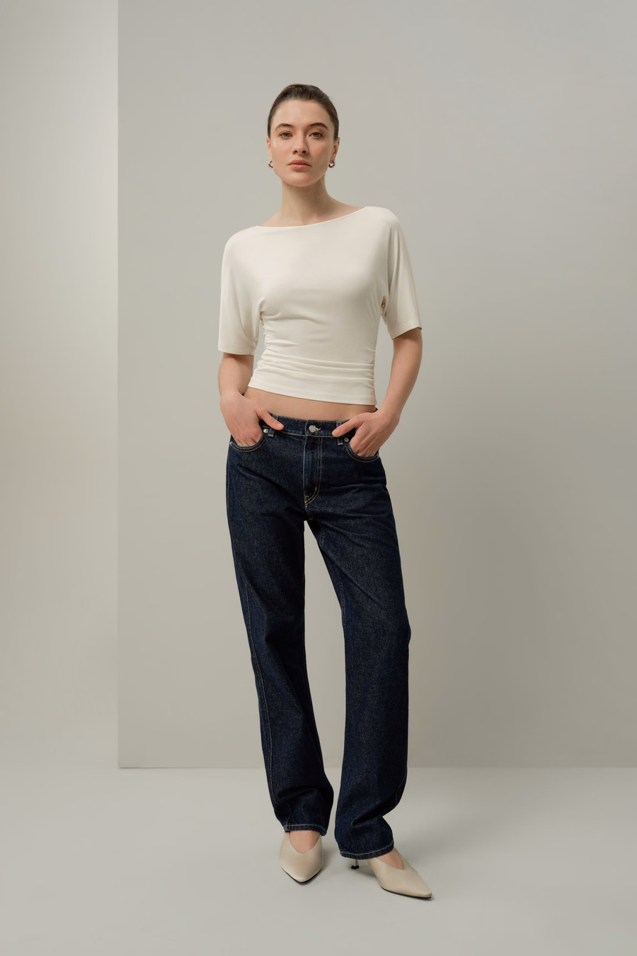 Silk Breeze Jersey Geplooide Swing Tee
