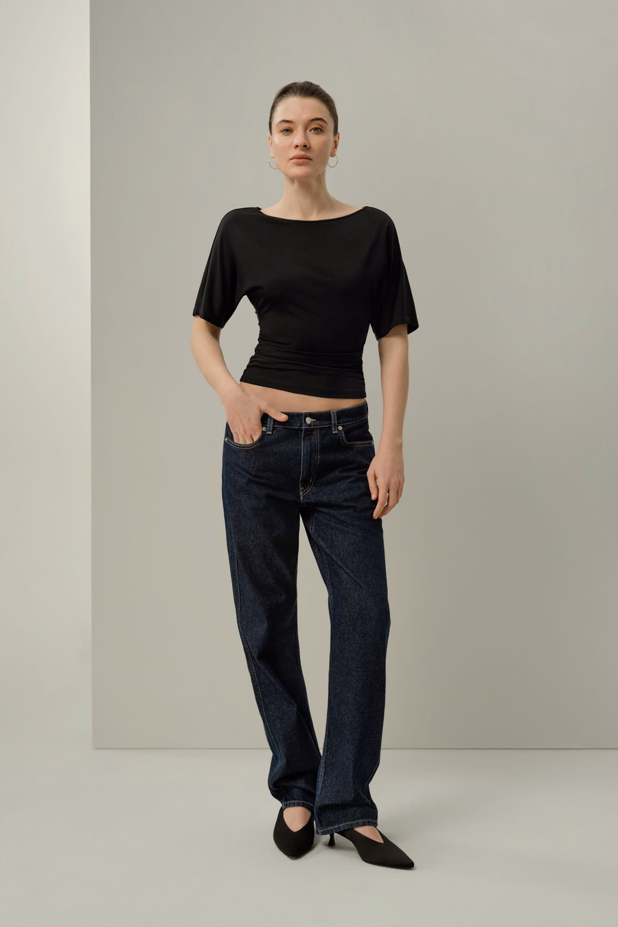 Silk Breeze Jersey Geplooide Swing Tee