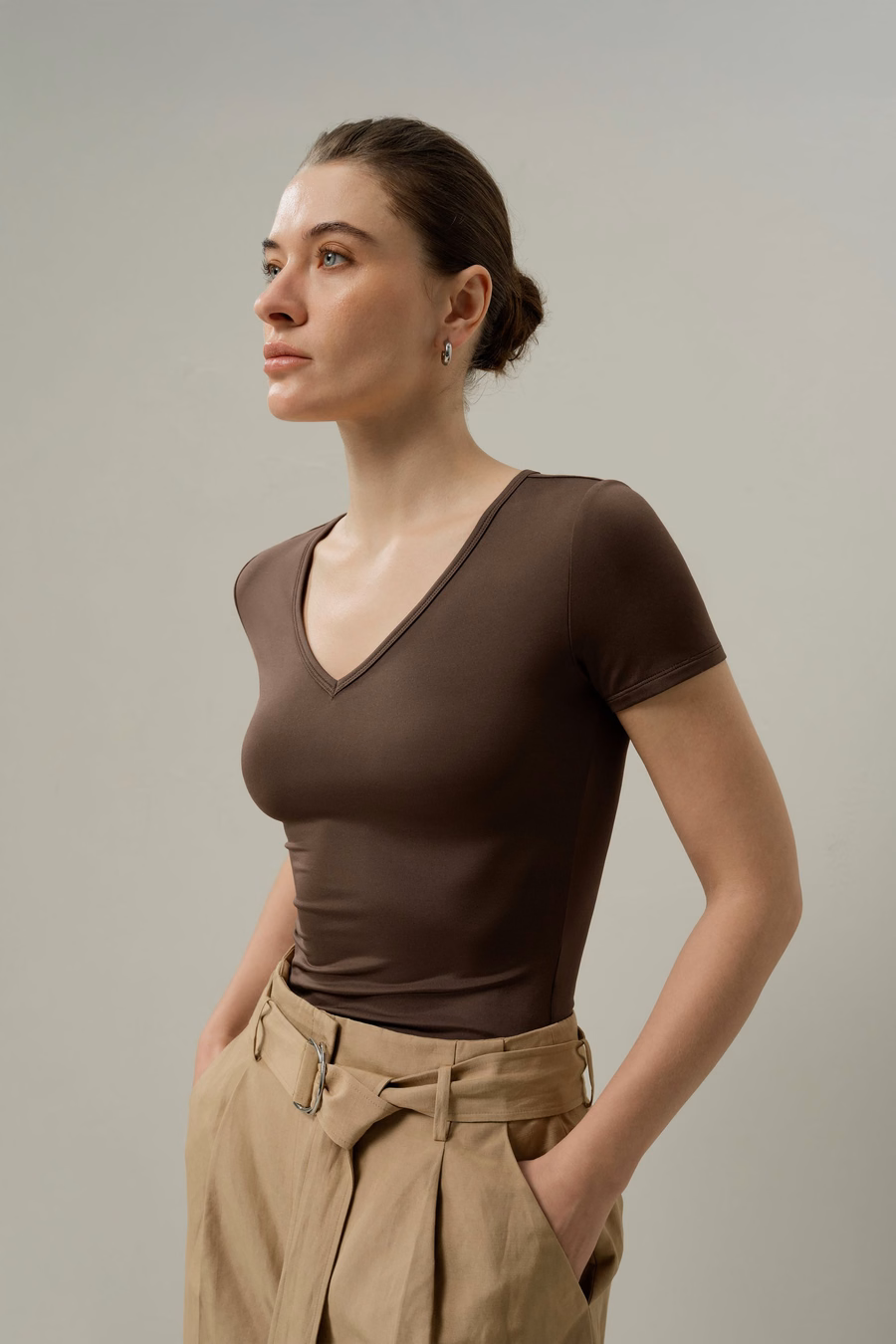 Silk Breeze Jersey V-hals T-shirt