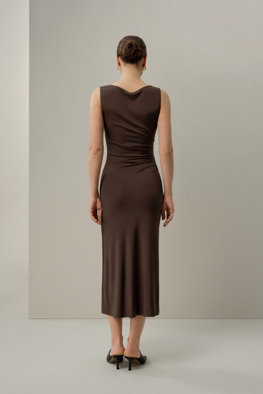 Zijde Breeze Jersey Slim Aansluitende Asymmetrische Jurk