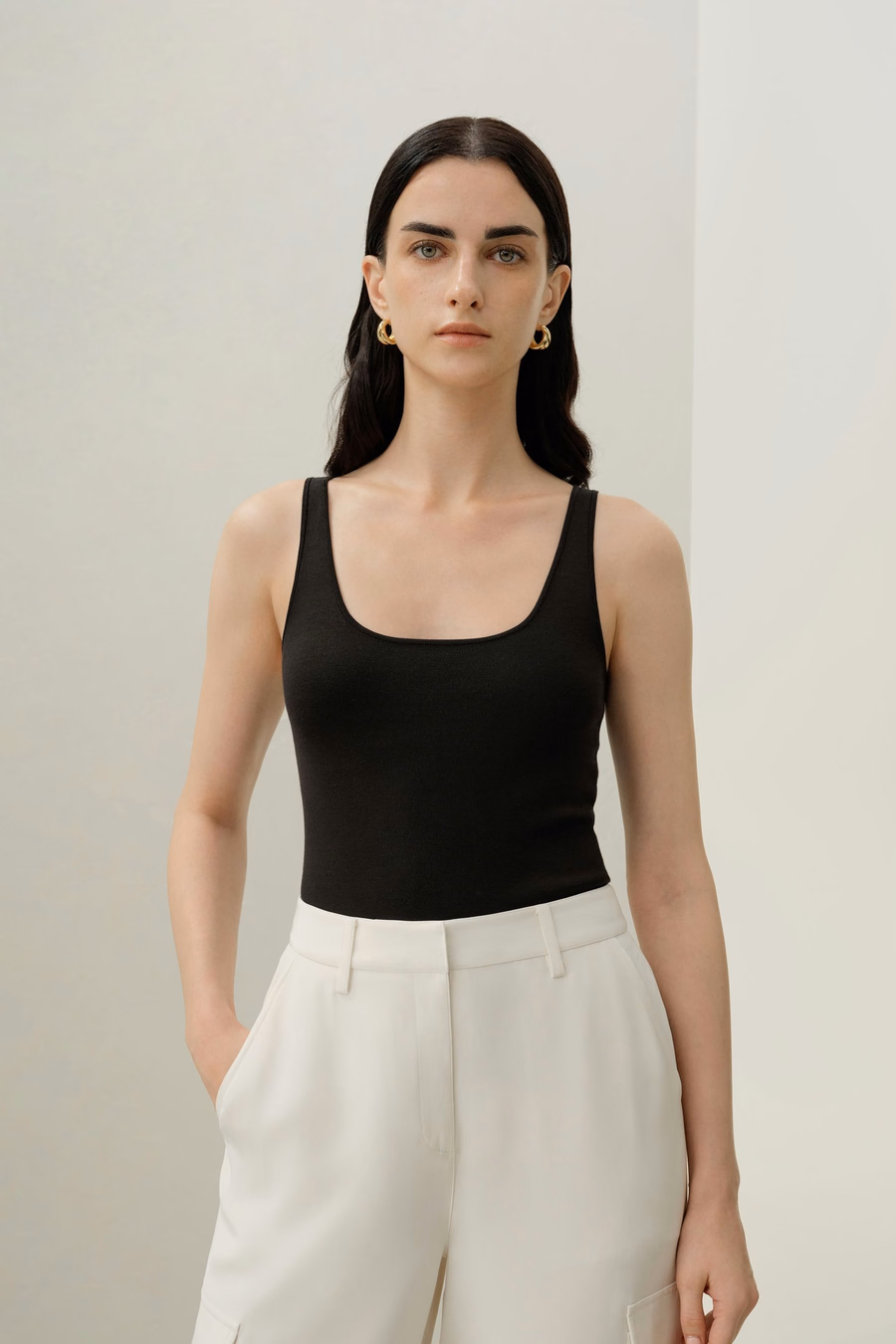 Milano Krijt Zijde Viscose Tanktop