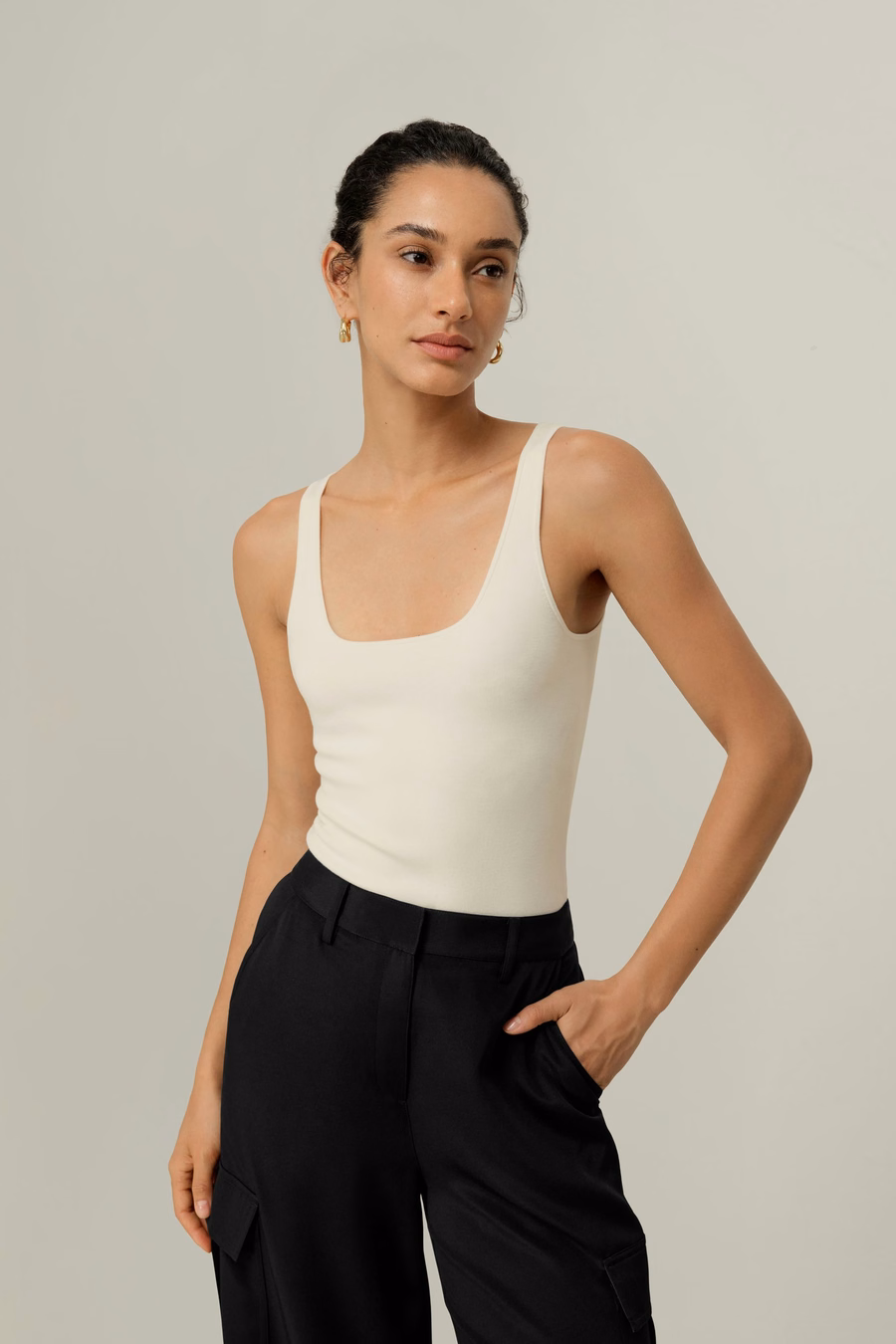 Milano Krijt Zijde Viscose Tanktop