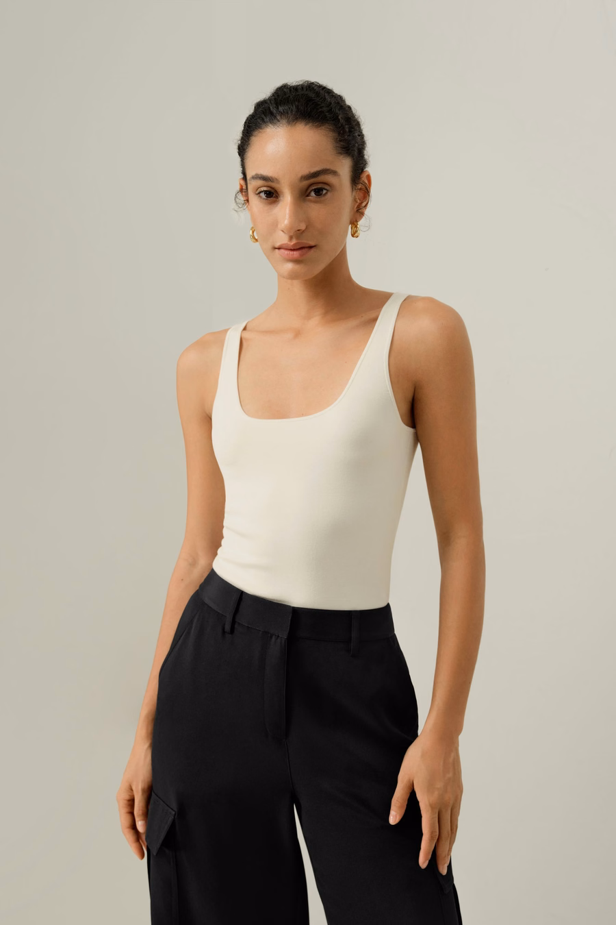 Milano Krijt Zijde Viscose Tanktop