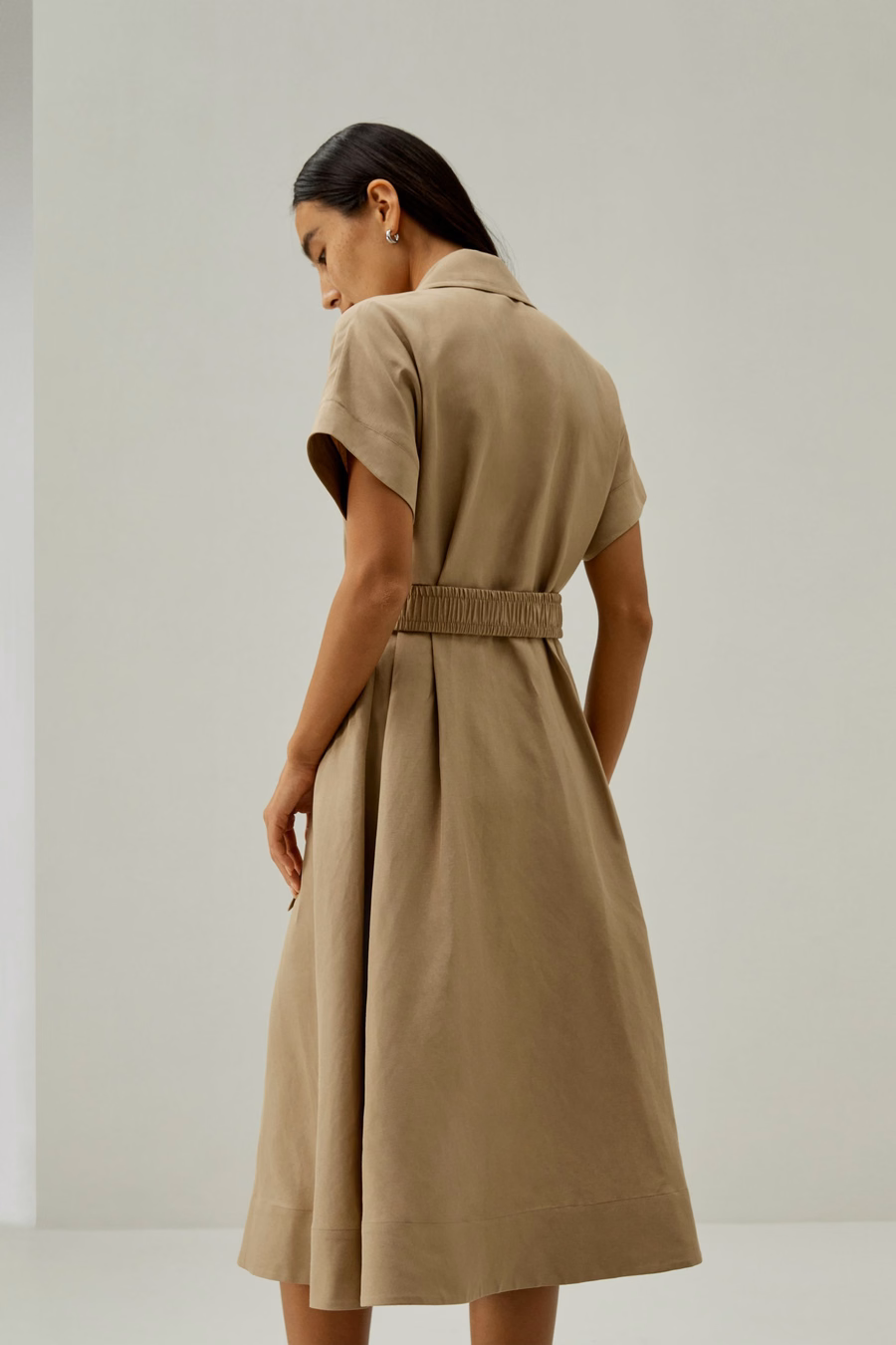 Korte Mouwen Trenchcoat-Inspiratie Jurk