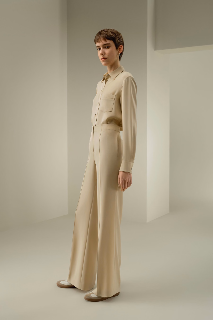 Minimalistische Zijde Crêpe Broek
