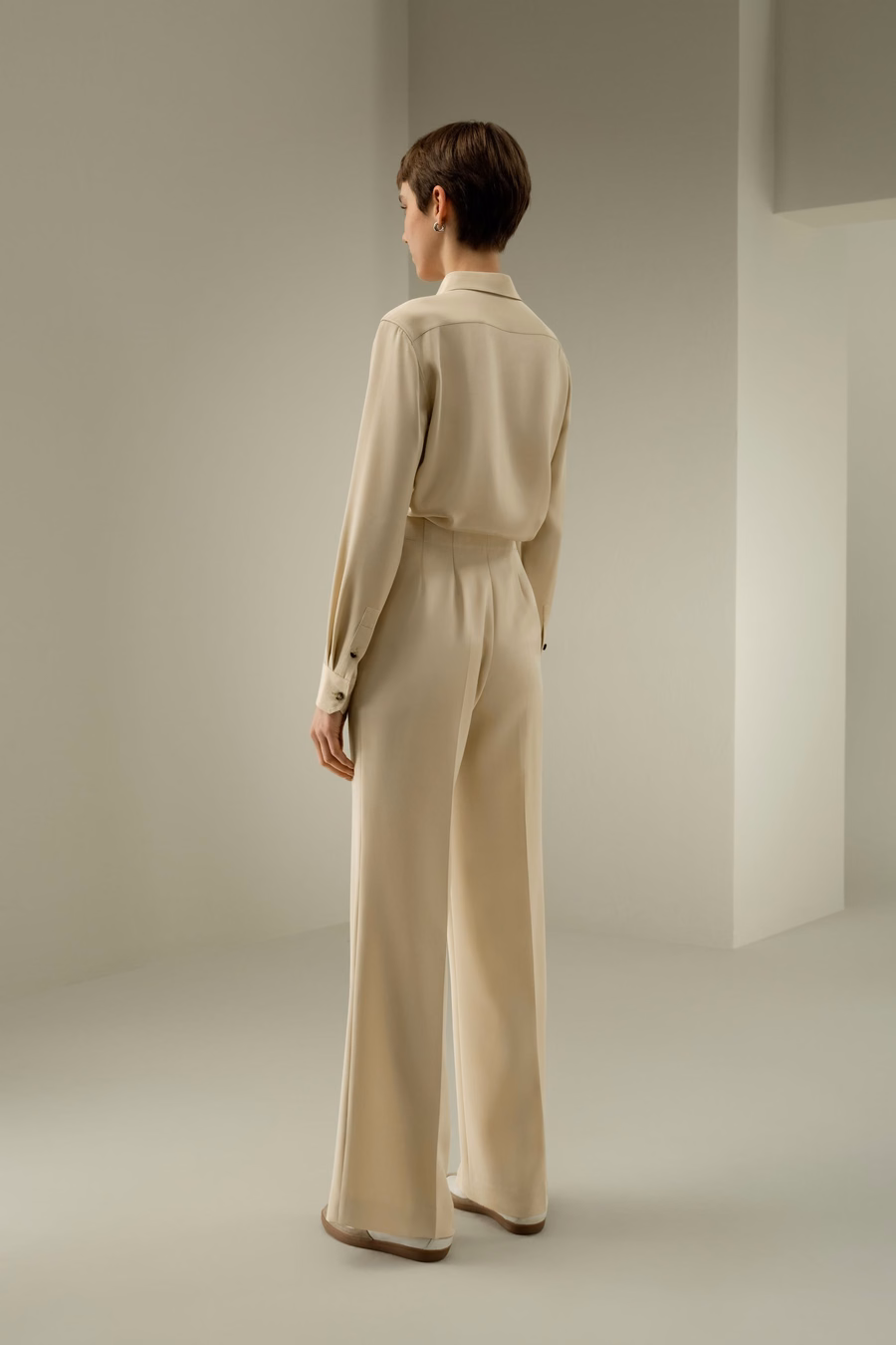 Minimalistische Zijde Crêpe Broek