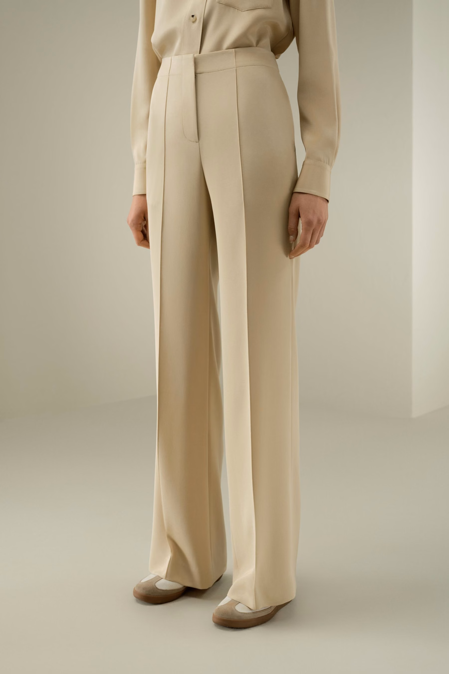 Minimalistische Zijde Crêpe Broek
