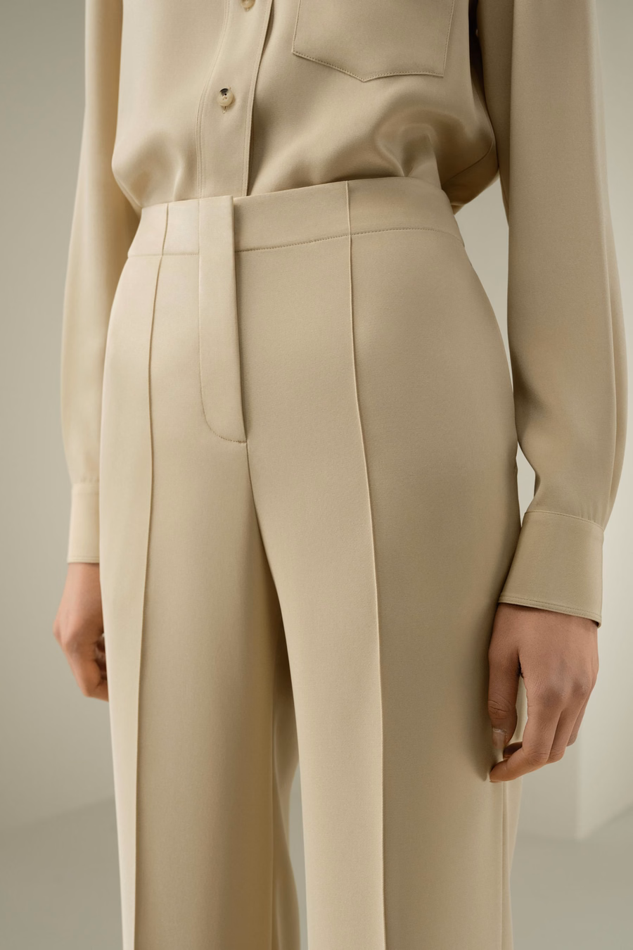 Minimalistische Zijde Crêpe Broek