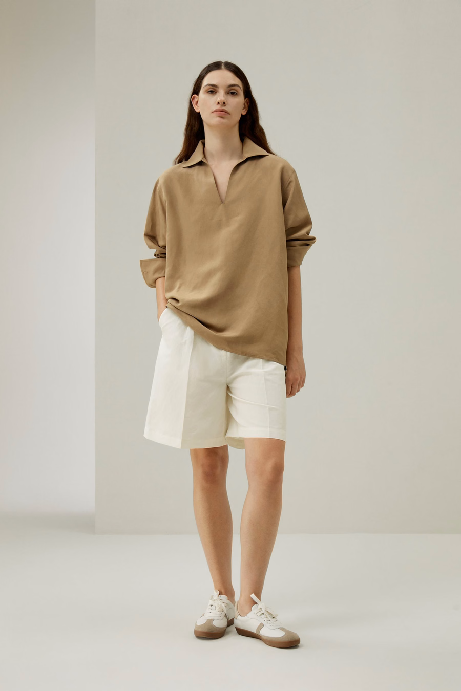 Oversized Silk-Linen Blend Shirt