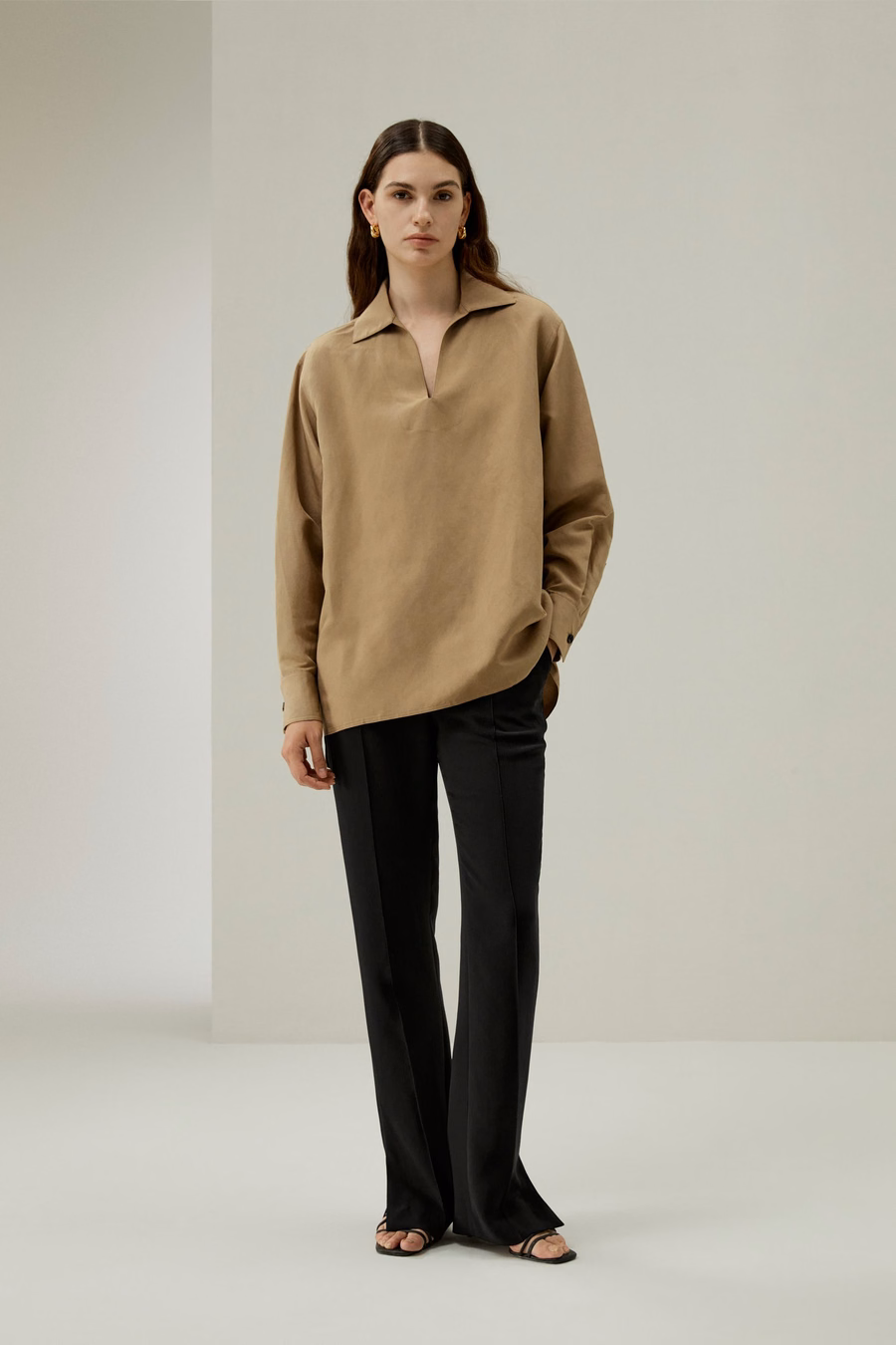Oversized Silk-Linen Blend Shirt