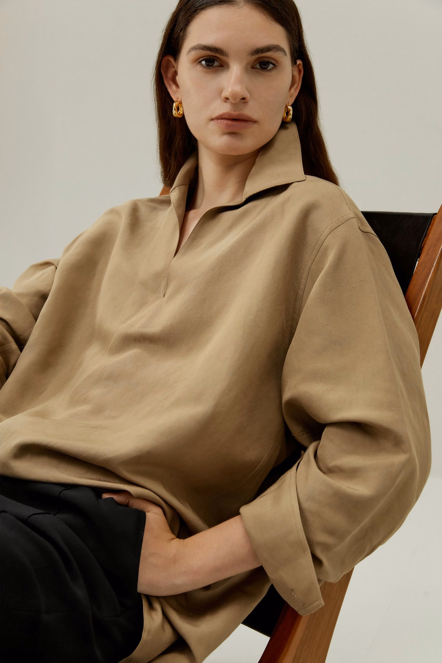 Oversized Silk-Linen Blend Shirt
