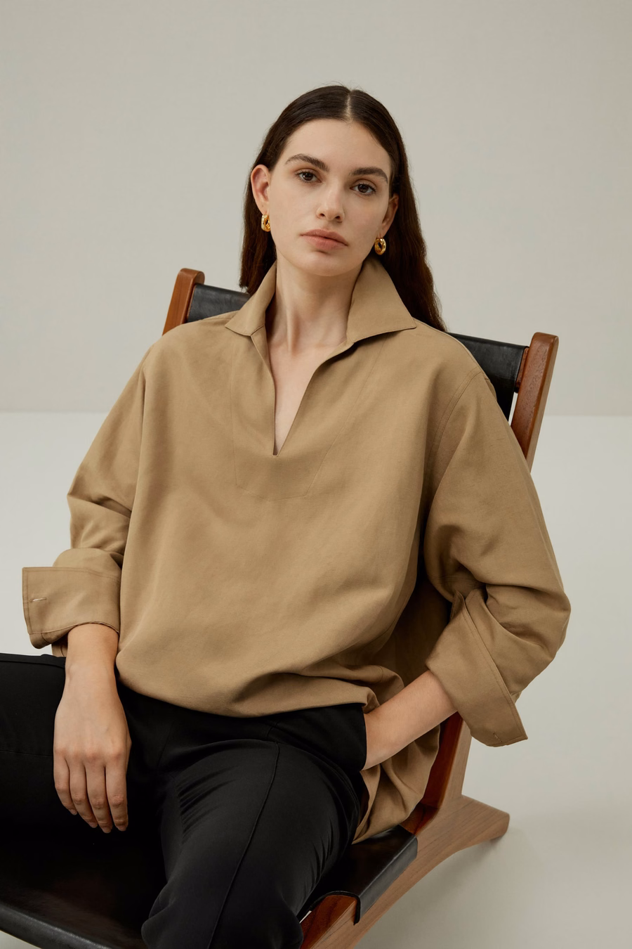 Oversized Silk-Linen Blend Shirt