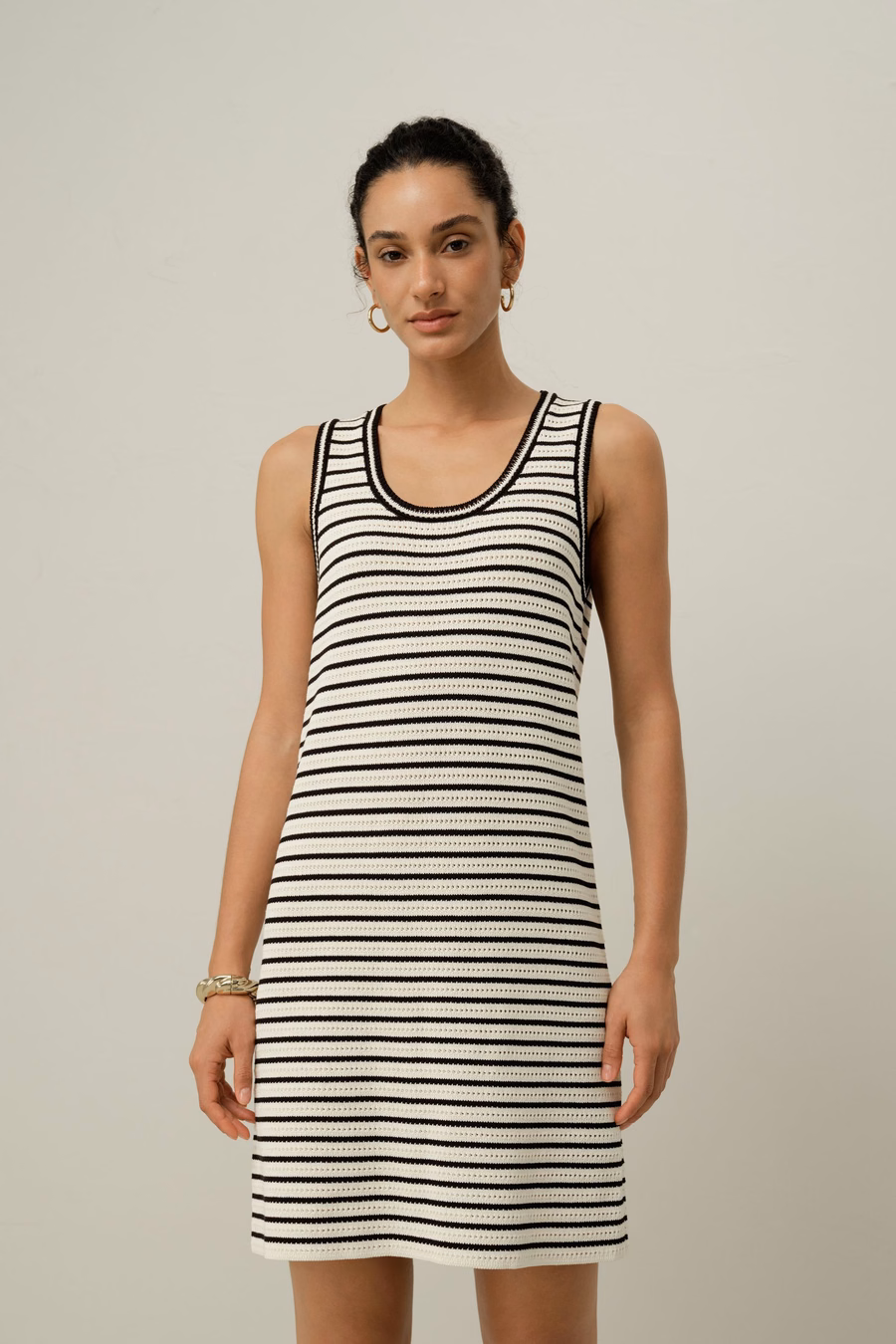 Toscana Striped Pointelle Dress