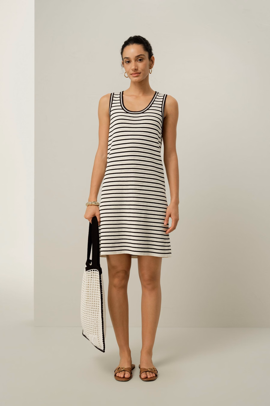 Toscana Striped Pointelle Dress