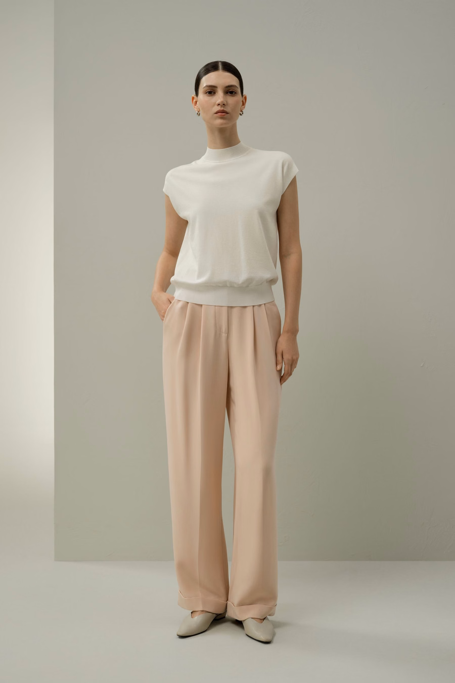Mockneck Zijde Katoenmix Top