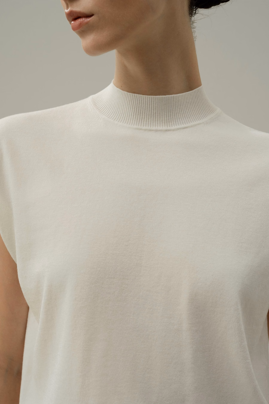 Mockneck Zijde Katoenmix Top