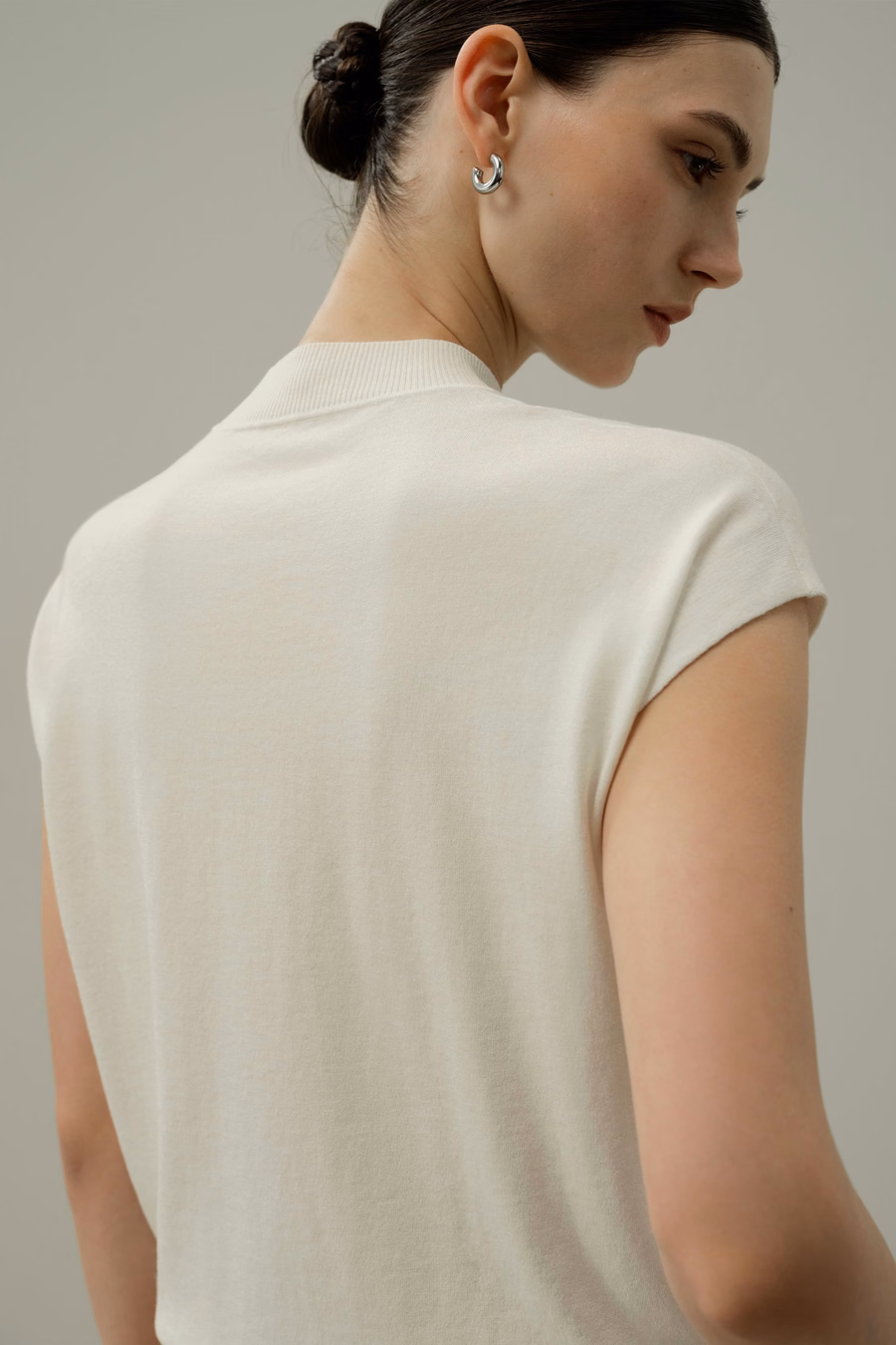 Mockneck Zijde Katoenmix Top