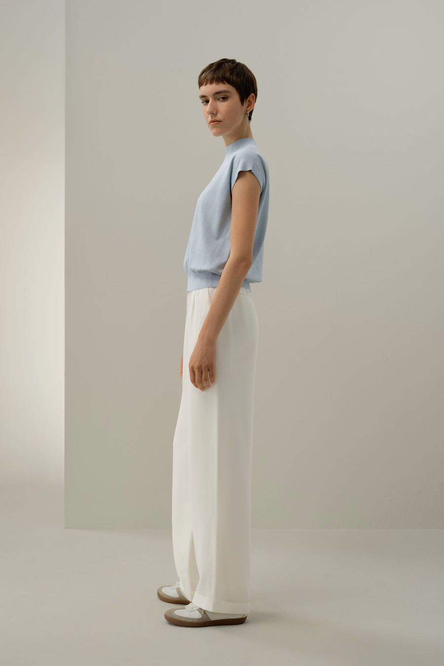 Mockneck Zijde Katoenmix Top