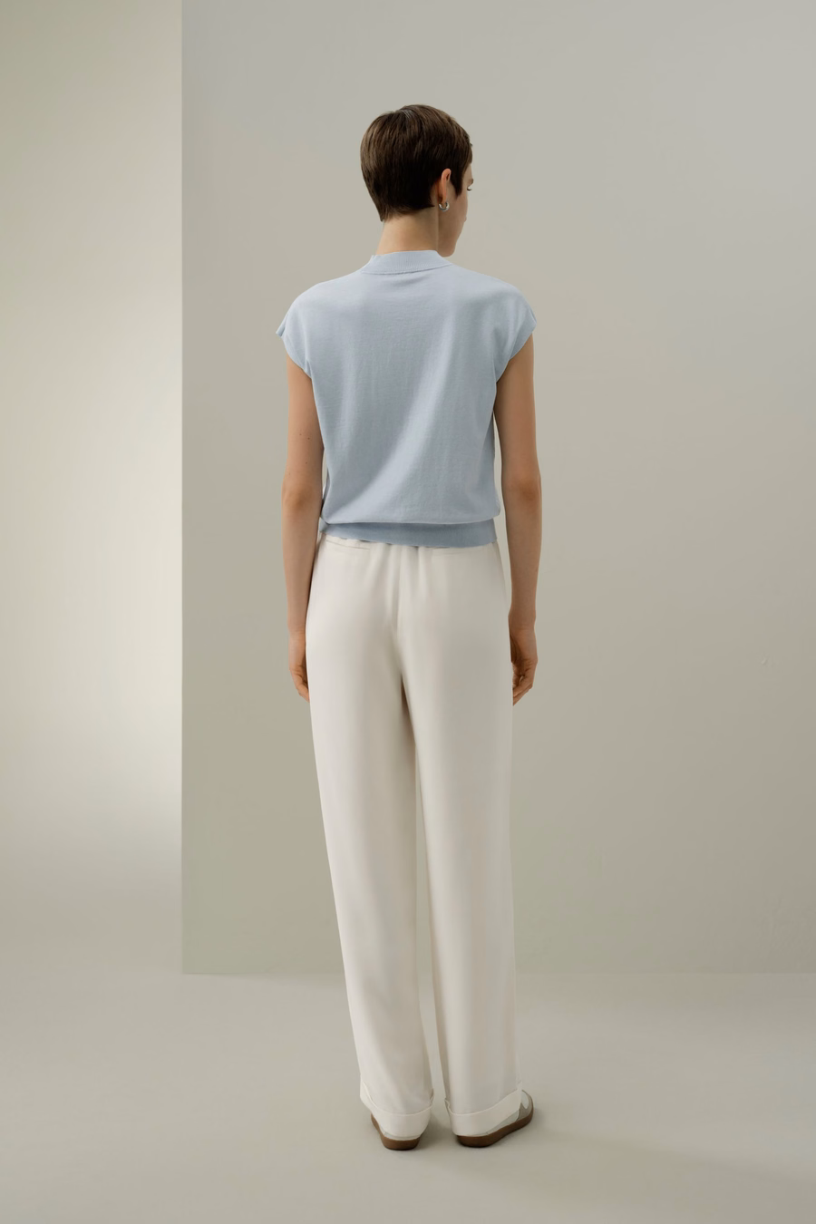 Mockneck Zijde Katoenmix Top