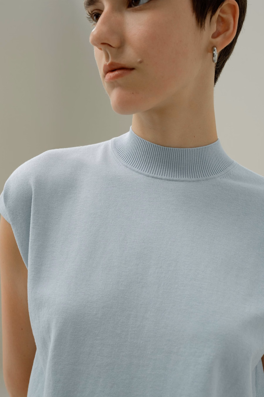 Mockneck Zijde Katoenmix Top