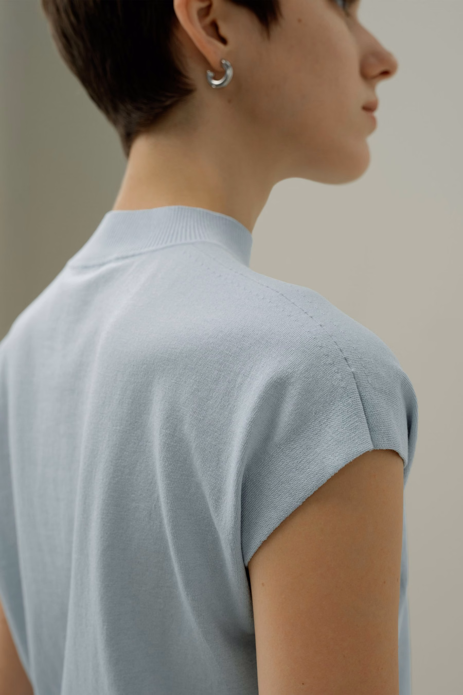 Mockneck Zijde Katoenmix Top
