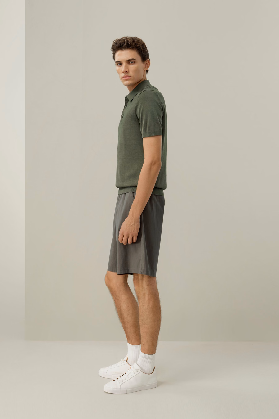 Silk-Cotton Regular-Fit V-Neck Polo