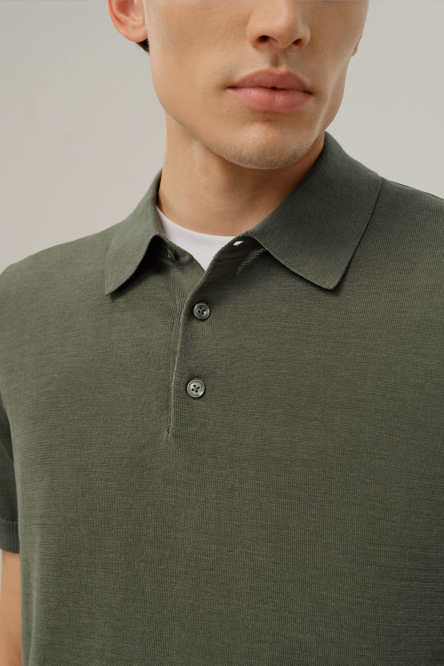 Silk-Cotton Regular-Fit V-Neck Polo