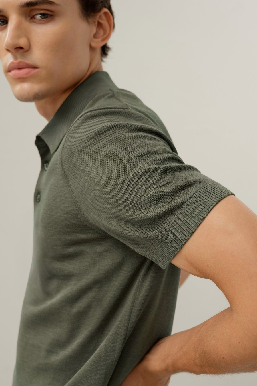 Silk-Cotton Regular-Fit V-Neck Polo